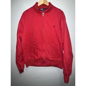Vintage Polo Ralph Lauren Men's Size L Harrington Red Zipper Cotton Jacket